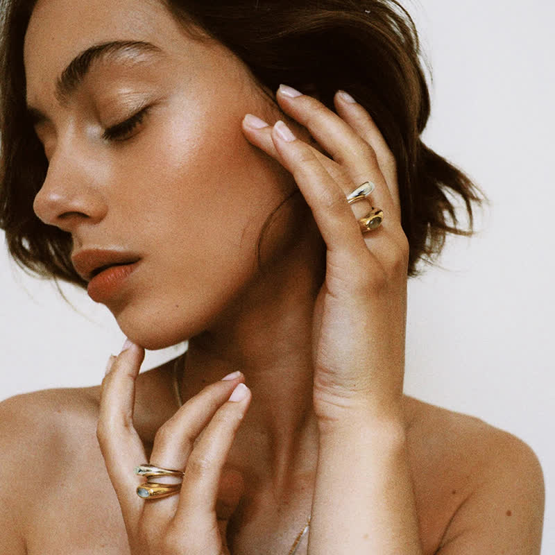 Bague en acier inoxydable 18 carats avec péridot en cristal transparent Olivenorma