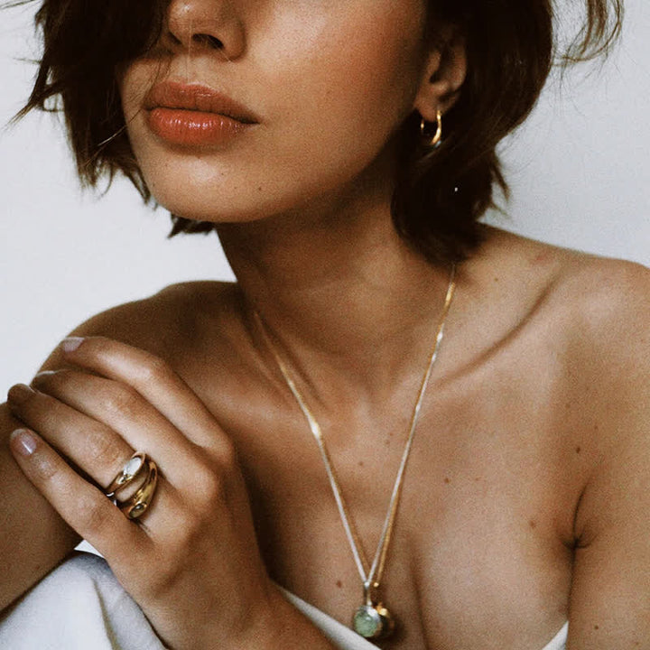 Bague en acier inoxydable 18 carats avec péridot en cristal transparent Olivenorma