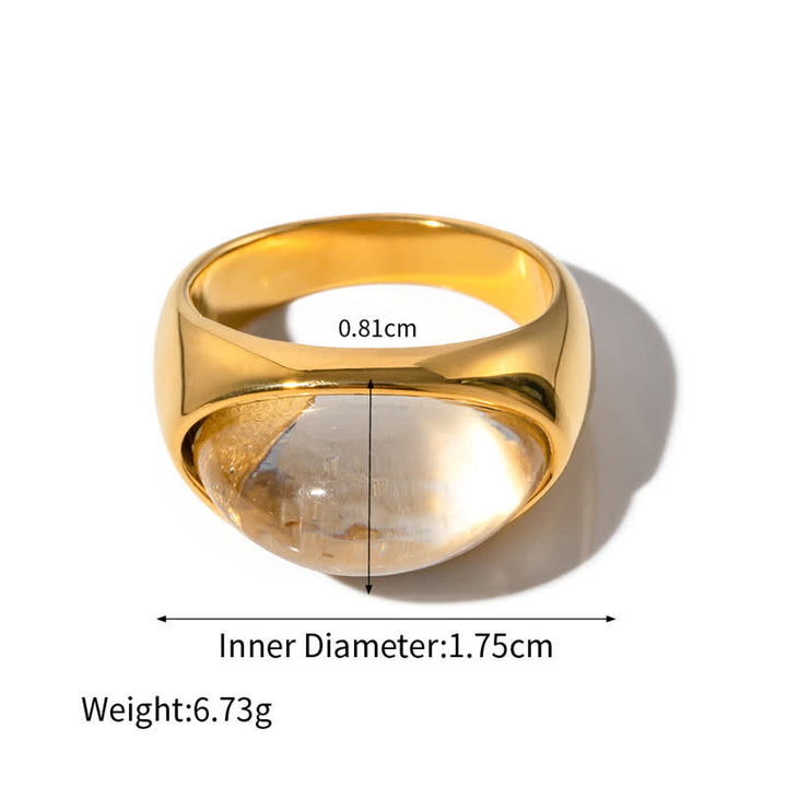 Bague en acier inoxydable 18 carats avec péridot en cristal transparent Olivenorma