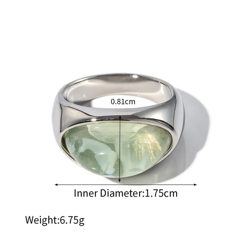 Bague en acier inoxydable 18 carats avec péridot en cristal transparent Olivenorma