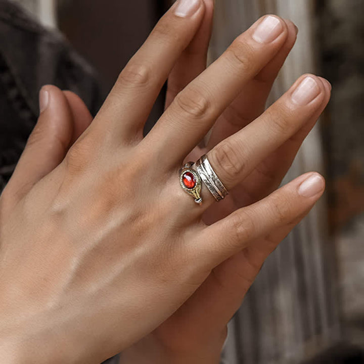 Bague ouverte en argent S925 en forme de plume incurvée Olivenorma