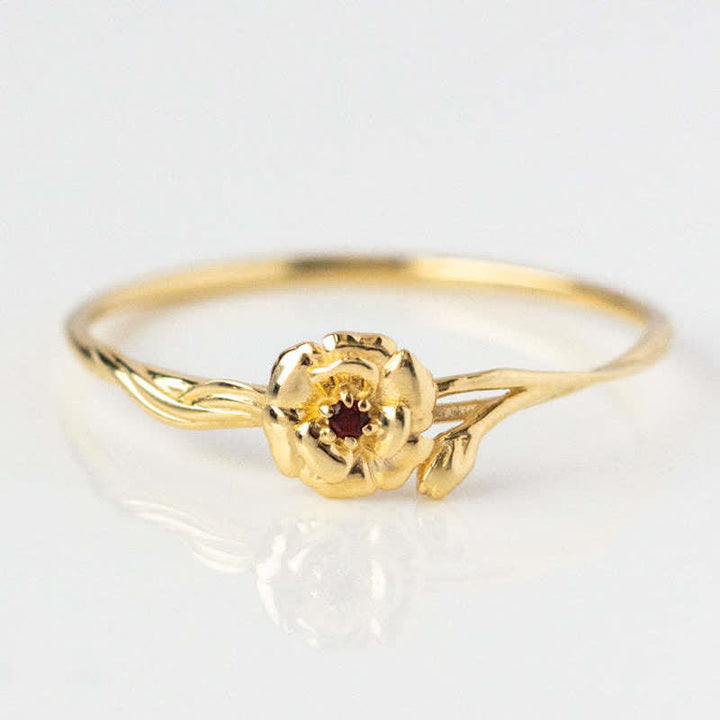 Bague en or avec fleur de naissance délicate Olivenorma