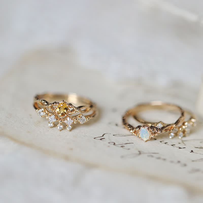 Olivenorma "Elf" Citrine Opale Zircone Blanc 2 Pièces