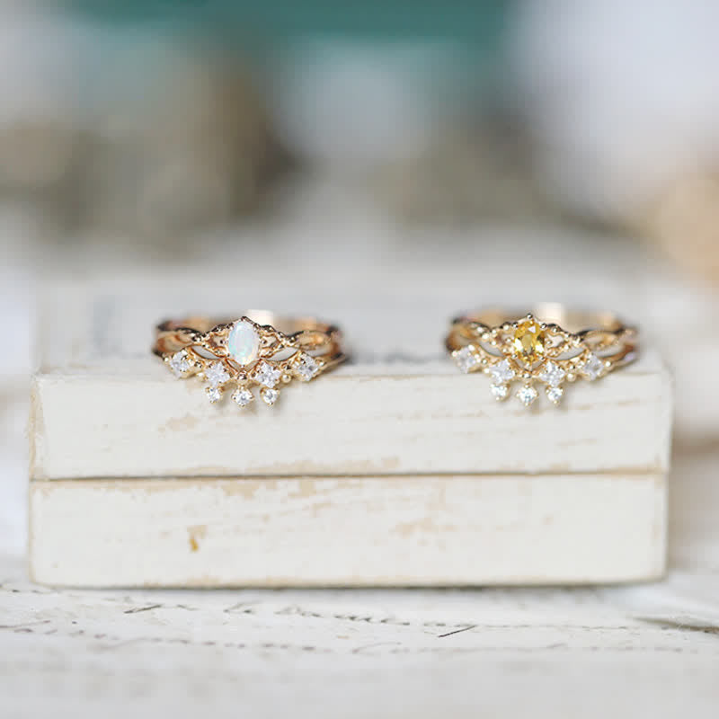 Olivenorma "Elf" Citrine Opale Zircone Blanc 2 Pièces