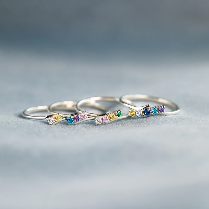 Bague en argent sterling S925 avec pierre de naissance et diamant Olivenorma