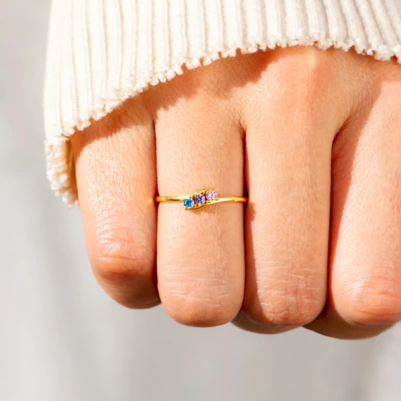 Bague en argent sterling S925 avec pierre de naissance et diamant Olivenorma