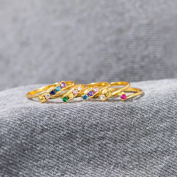 Bague en argent sterling S925 avec pierre de naissance et diamant Olivenorma