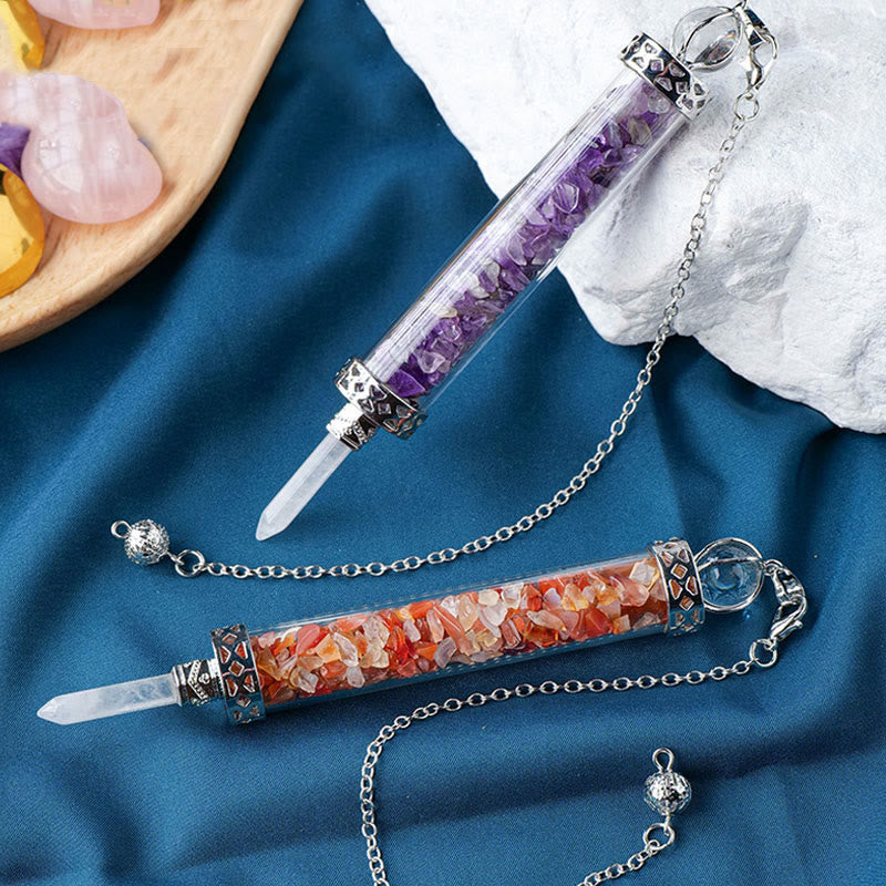 Pendule bouteille à souhaits en pierre de cristal naturel Olivenorma pour 7 chakras