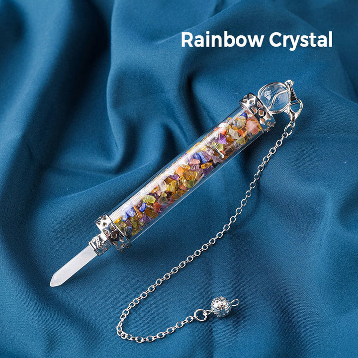 Pendule bouteille à souhaits en pierre de cristal naturel Olivenorma pour 7 chakras