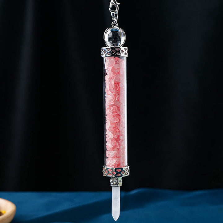 Pendule bouteille à souhaits en pierre de cristal naturel Olivenorma pour 7 chakras
