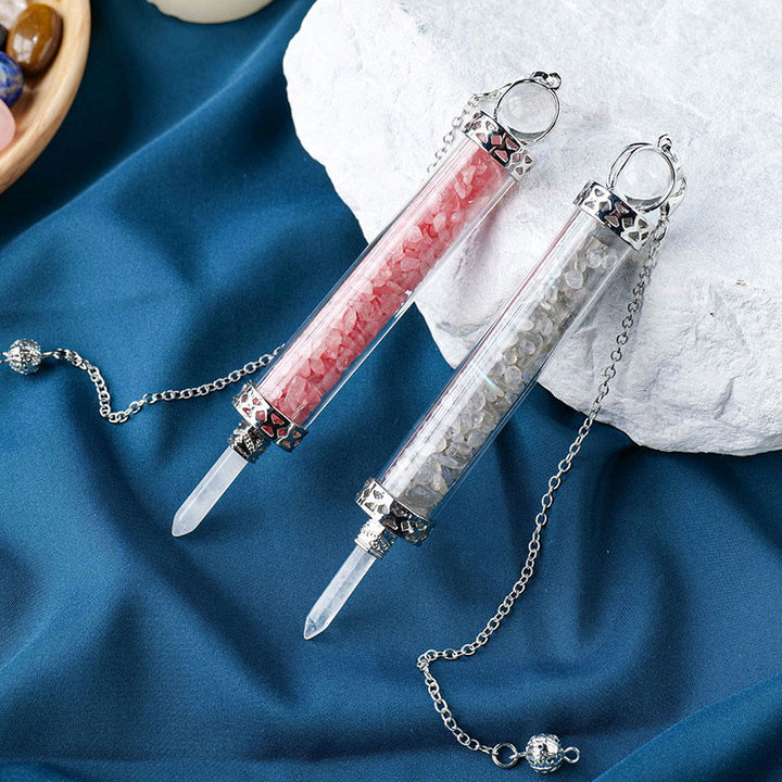 Pendule bouteille à souhaits en pierre de cristal naturel Olivenorma pour 7 chakras