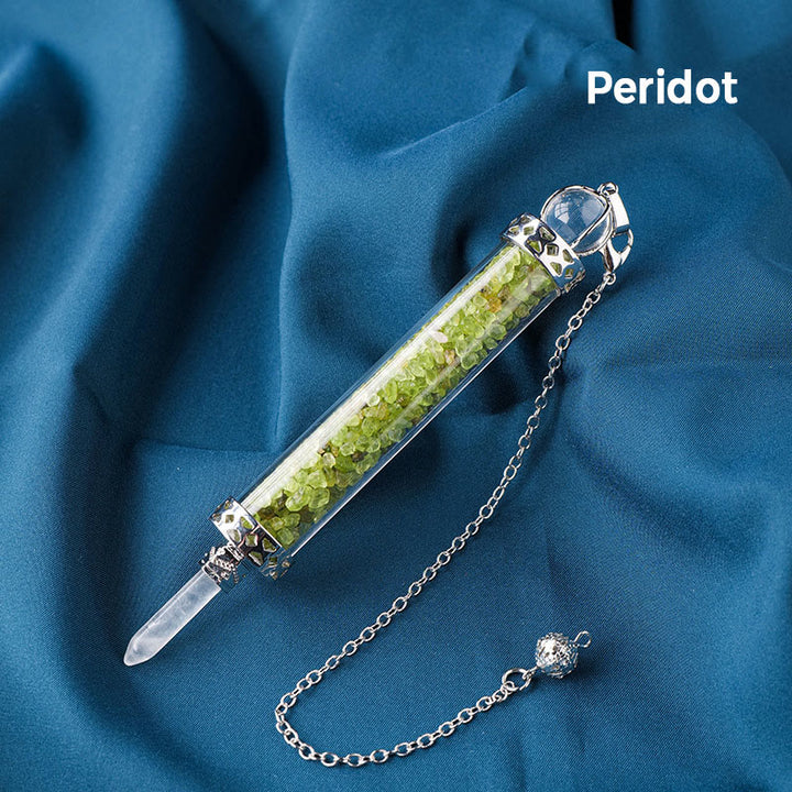 Pendule bouteille à souhaits en pierre de cristal naturel Olivenorma pour 7 chakras