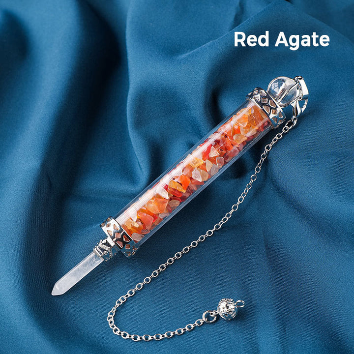 Pendule bouteille à souhaits en pierre de cristal naturel Olivenorma pour 7 chakras
