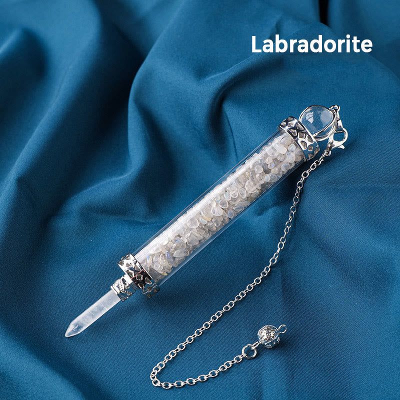 Pendule bouteille à souhaits en pierre de cristal naturel Olivenorma pour 7 chakras