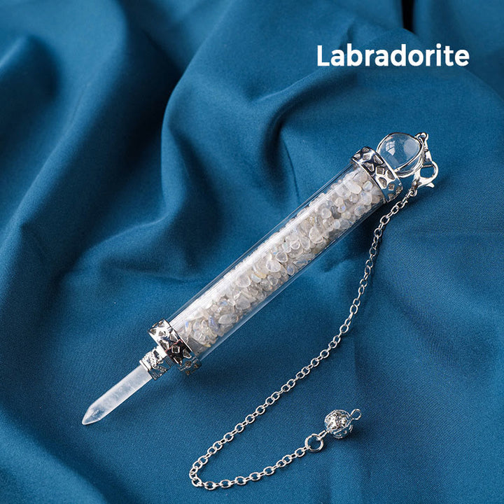 Pendule bouteille à souhaits en pierre de cristal naturel Olivenorma pour 7 chakras
