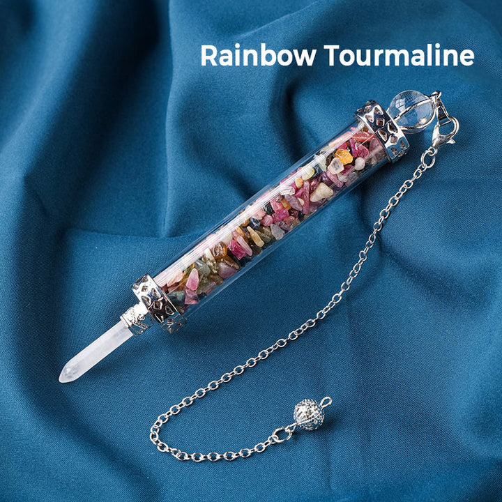 Pendule bouteille à souhaits en pierre de cristal naturel Olivenorma pour 7 chakras