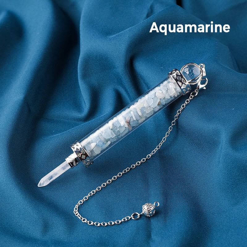 Pendule bouteille à souhaits en pierre de cristal naturel Olivenorma pour 7 chakras