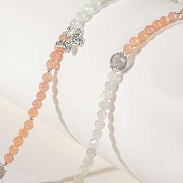 Collier pendentif papillon en pierre de soleil en cristal labradorite transparent Olivenorma