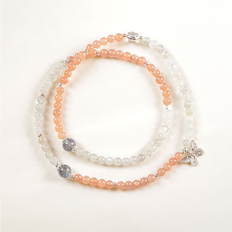 Collier pendentif papillon en pierre de soleil en cristal labradorite transparent Olivenorma