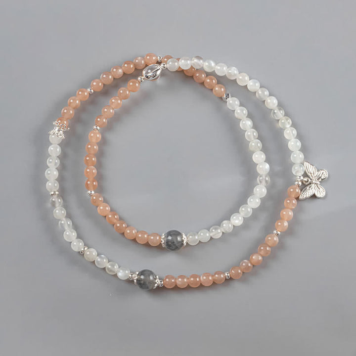 Collier pendentif papillon en pierre de soleil en cristal labradorite transparent Olivenorma