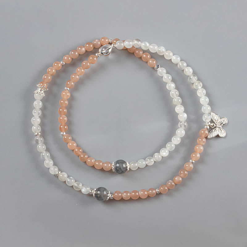 Collier pendentif papillon en pierre de soleil en cristal labradorite transparent Olivenorma