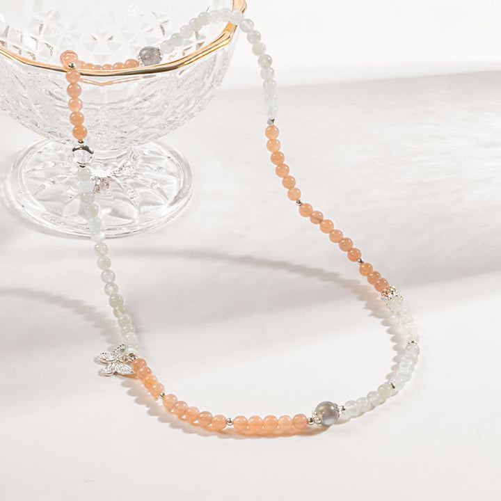 Collier pendentif papillon en pierre de soleil en cristal labradorite transparent Olivenorma