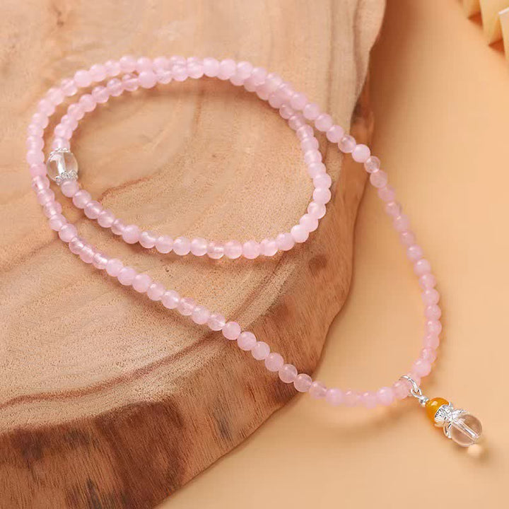 Collier de perles en cristal de citrine et quartz rose transparent Olivenorma