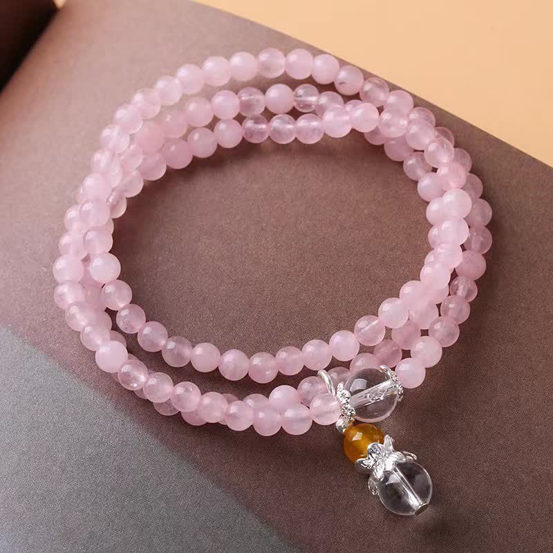 Collier de perles en cristal de citrine et quartz rose transparent Olivenorma