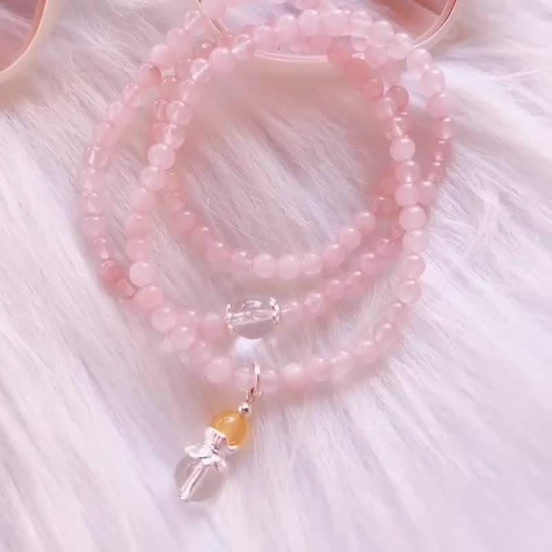 Collier de perles en cristal de citrine et quartz rose transparent Olivenorma