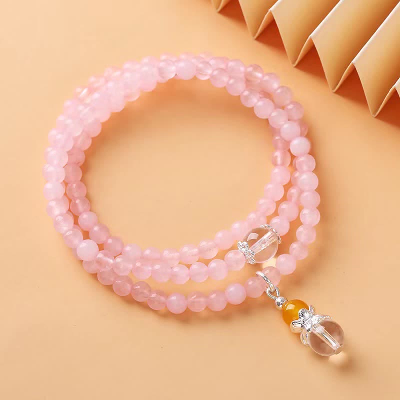 Collier de perles en cristal de citrine et quartz rose transparent Olivenorma