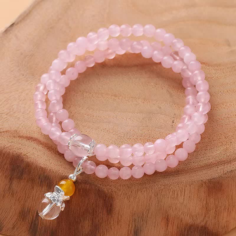 Collier de perles en cristal de citrine et quartz rose transparent Olivenorma