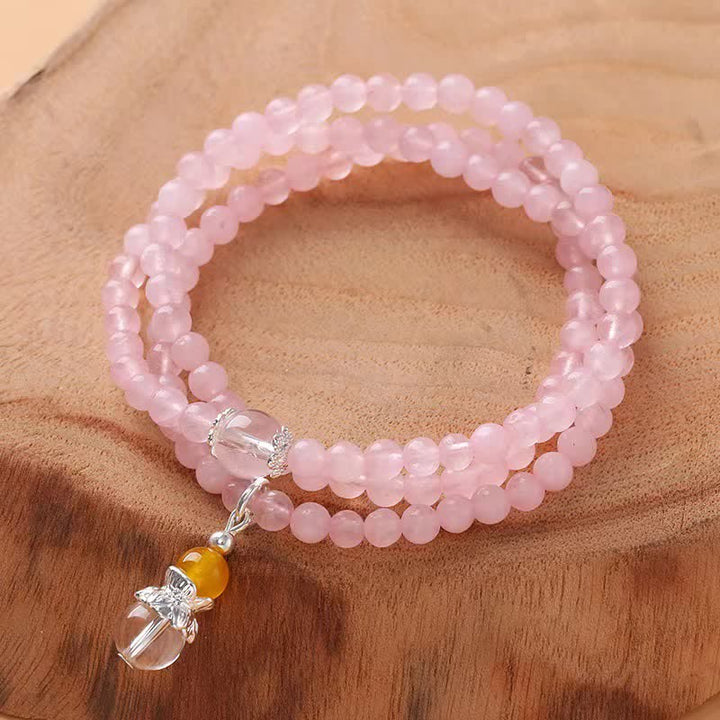 Collier de perles en cristal de citrine et quartz rose transparent Olivenorma