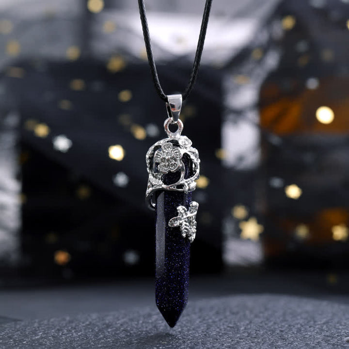 Collier avec pendentif en forme de colonne hexagonale en pierre de cristal Olivenorma