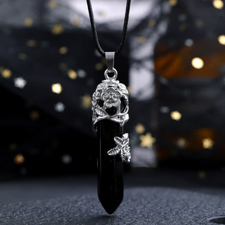 Collier avec pendentif en forme de colonne hexagonale en pierre de cristal Olivenorma