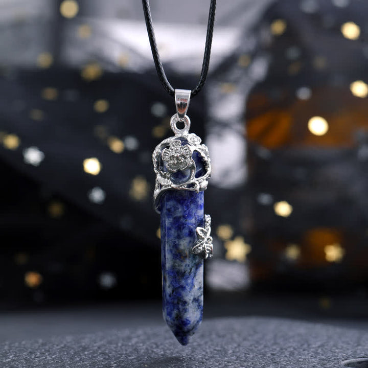 Collier avec pendentif en forme de colonne hexagonale en pierre de cristal Olivenorma