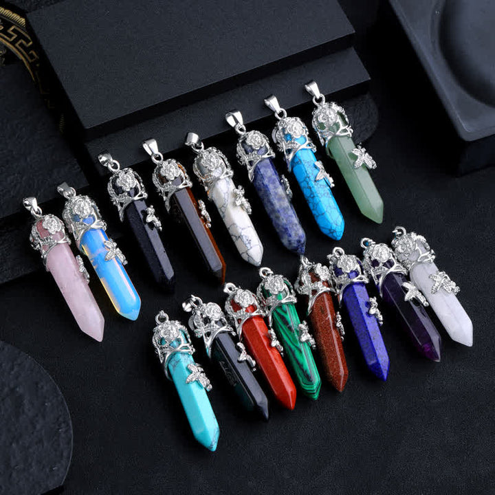 Collier avec pendentif en forme de colonne hexagonale en pierre de cristal Olivenorma