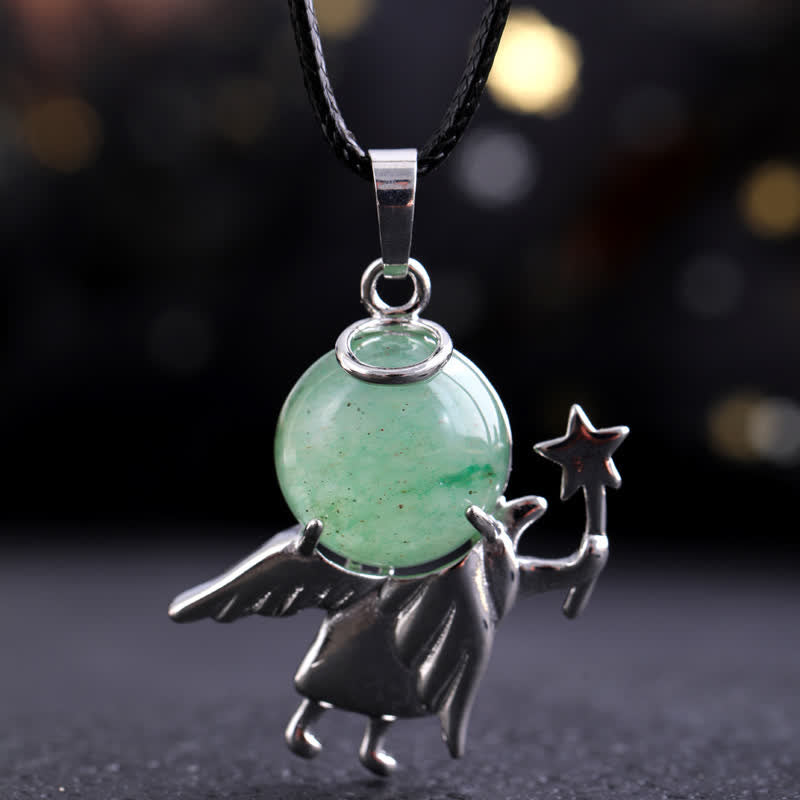 Collier avec pendentif ange magique en pierre naturelle Olivenorma