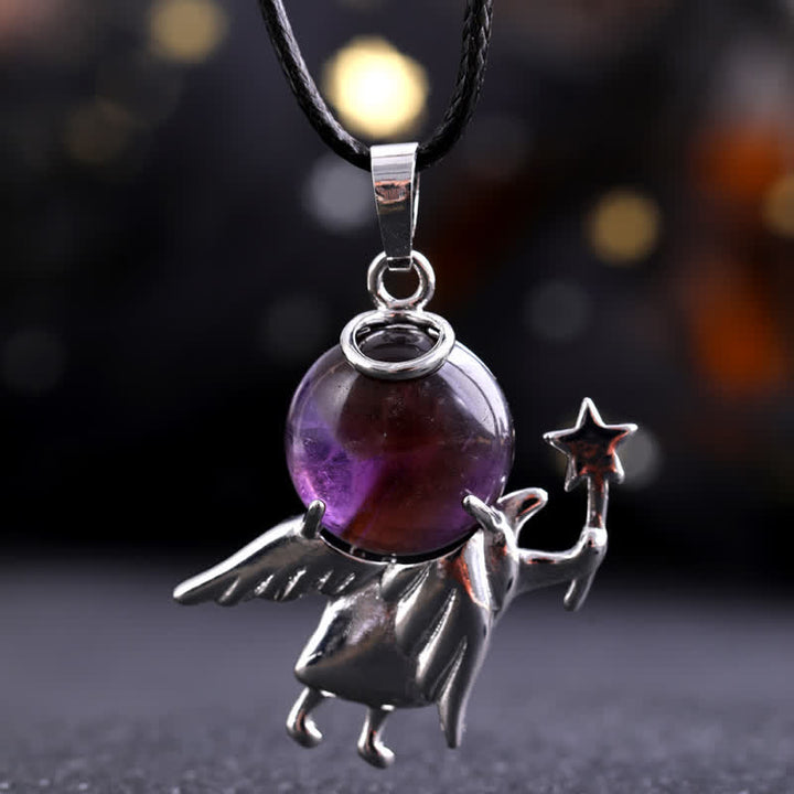 Collier avec pendentif ange magique en pierre naturelle Olivenorma