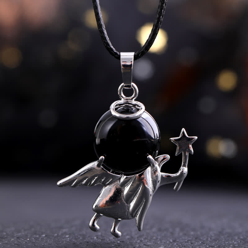 Collier avec pendentif ange magique en pierre naturelle Olivenorma