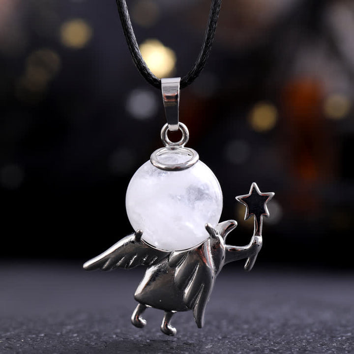 Collier avec pendentif ange magique en pierre naturelle Olivenorma