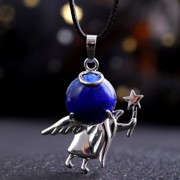 Collier avec pendentif ange magique en pierre naturelle Olivenorma