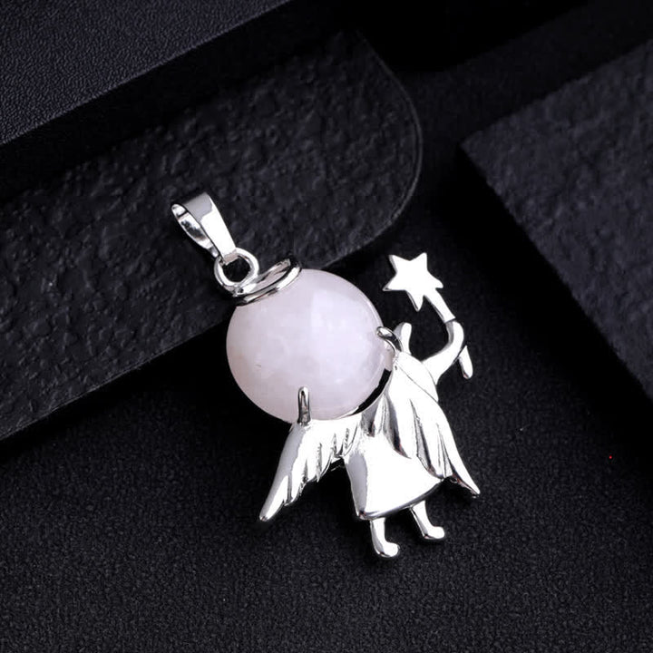 Collier avec pendentif ange magique en pierre naturelle Olivenorma