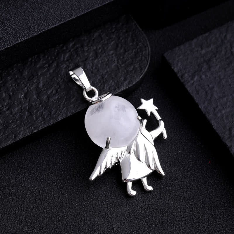 Collier avec pendentif ange magique en pierre naturelle Olivenorma