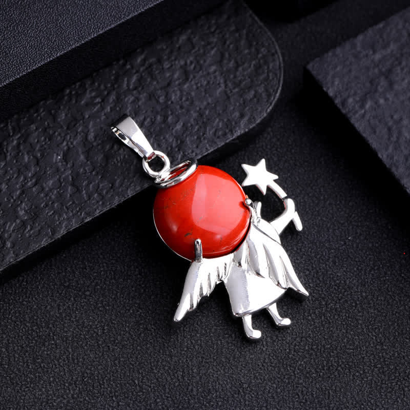 Collier avec pendentif ange magique en pierre naturelle Olivenorma