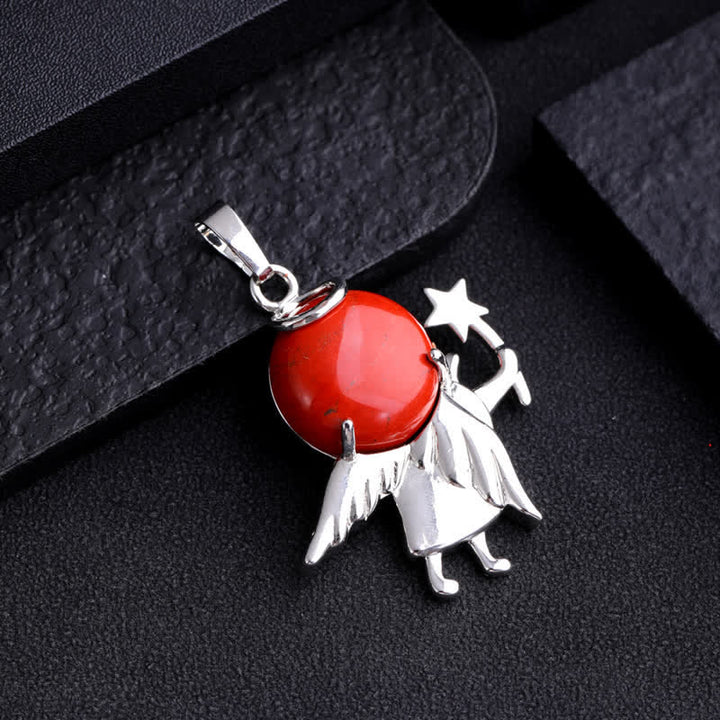 Collier avec pendentif ange magique en pierre naturelle Olivenorma