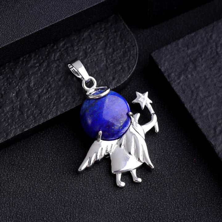 Collier avec pendentif ange magique en pierre naturelle Olivenorma