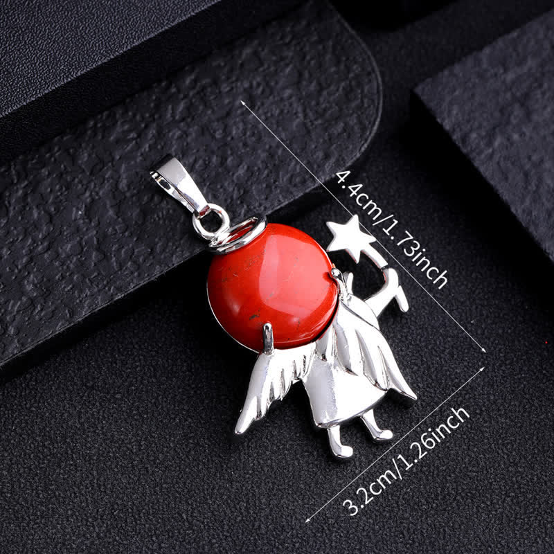 Collier avec pendentif ange magique en pierre naturelle Olivenorma