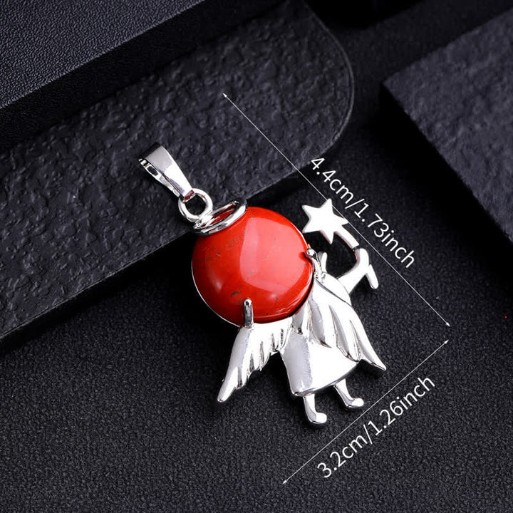 Collier avec pendentif ange magique en pierre naturelle Olivenorma