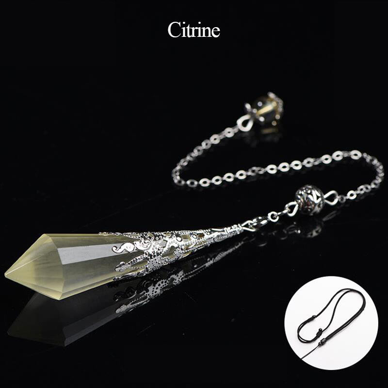 Pendule de radiesthésie en cristal avec pierres précieuses naturelles Olivenorma 24 styles