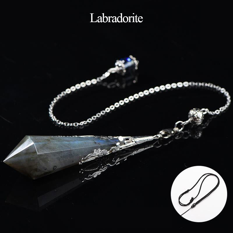 Pendule de radiesthésie en cristal avec pierres précieuses naturelles Olivenorma 24 styles